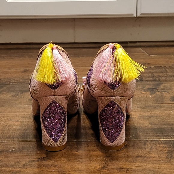 NWT Size 6.5 Irregular Choice Amorgos Pink Rhinestone, Snake Skin Glitter Heels - Picture 6 of 11